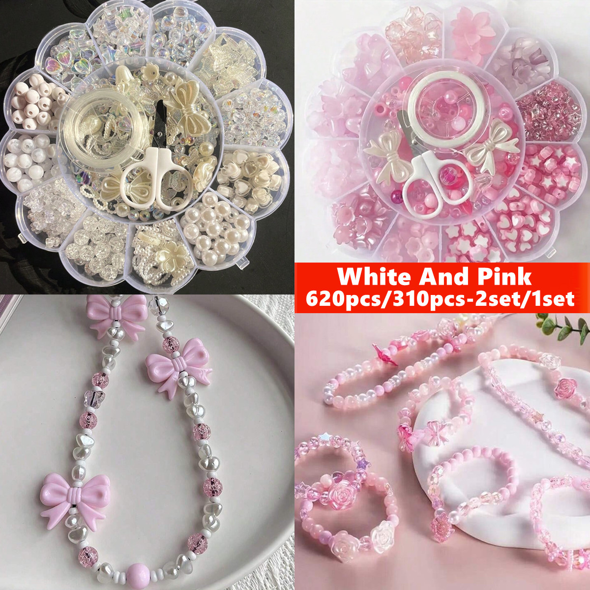 Jewelry Making Pieces - 2Set/1Set 13 Grids Acrylic Flower Boxed