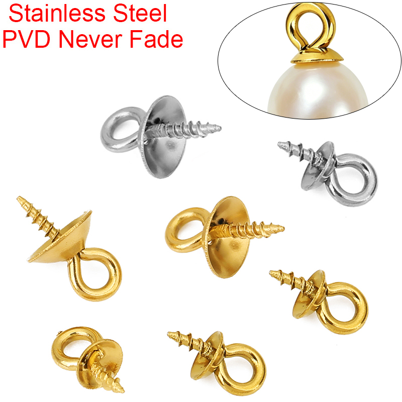 Jewelry Making Rivets - 20pcs Stainless Steel Pearl Pendant Connectors
