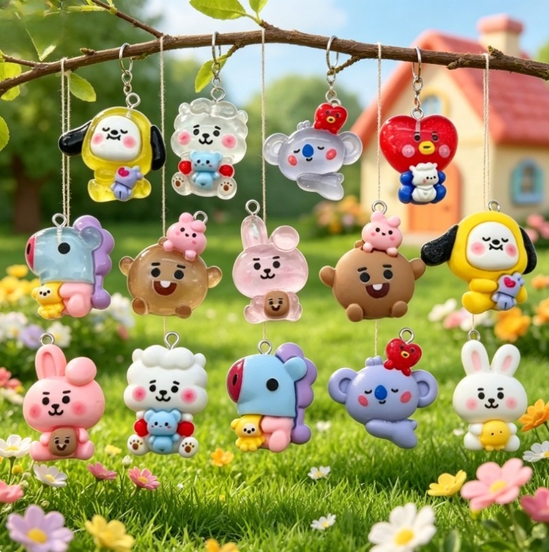 7pcs BT21 Resin Cartoon Charm  - đánh giá và giá Jewelry Making With Resin